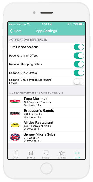 CBC Perks+ mobile app notifications are completely customizable to each individual user. 