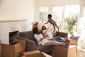 Family taking a break from moving